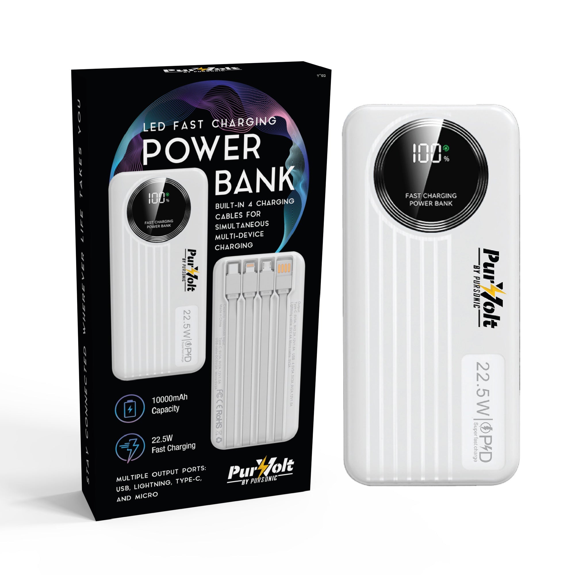 Pursonic 10000mAh LED Fast Charging Power Bank