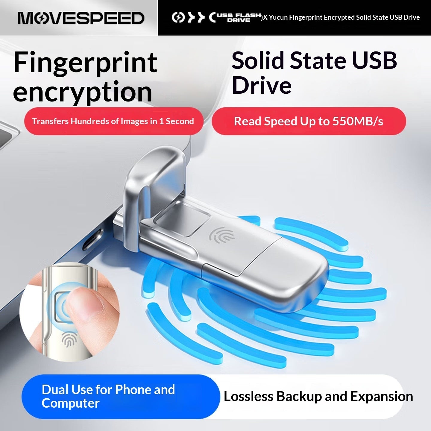 Dual-Type-C Port Solid-State USB Flash Drive For Phones And Computers