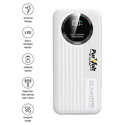 Pursonic 10000mAh LED Fast Charging Power Bank