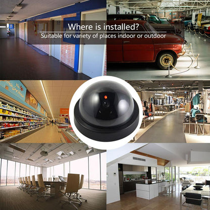 Black Plastic Smart Indoor Outdoor Dummy Home Dome Fake CCTV Security Camera With Flashing Red LED Light